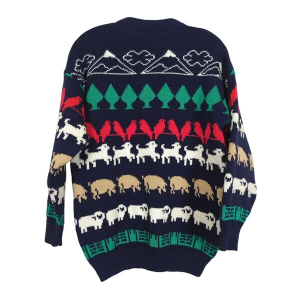 Kotare New Zealand Vintage intarsia sweater wool sheep pig farm animal country - Picture 2 of 16
